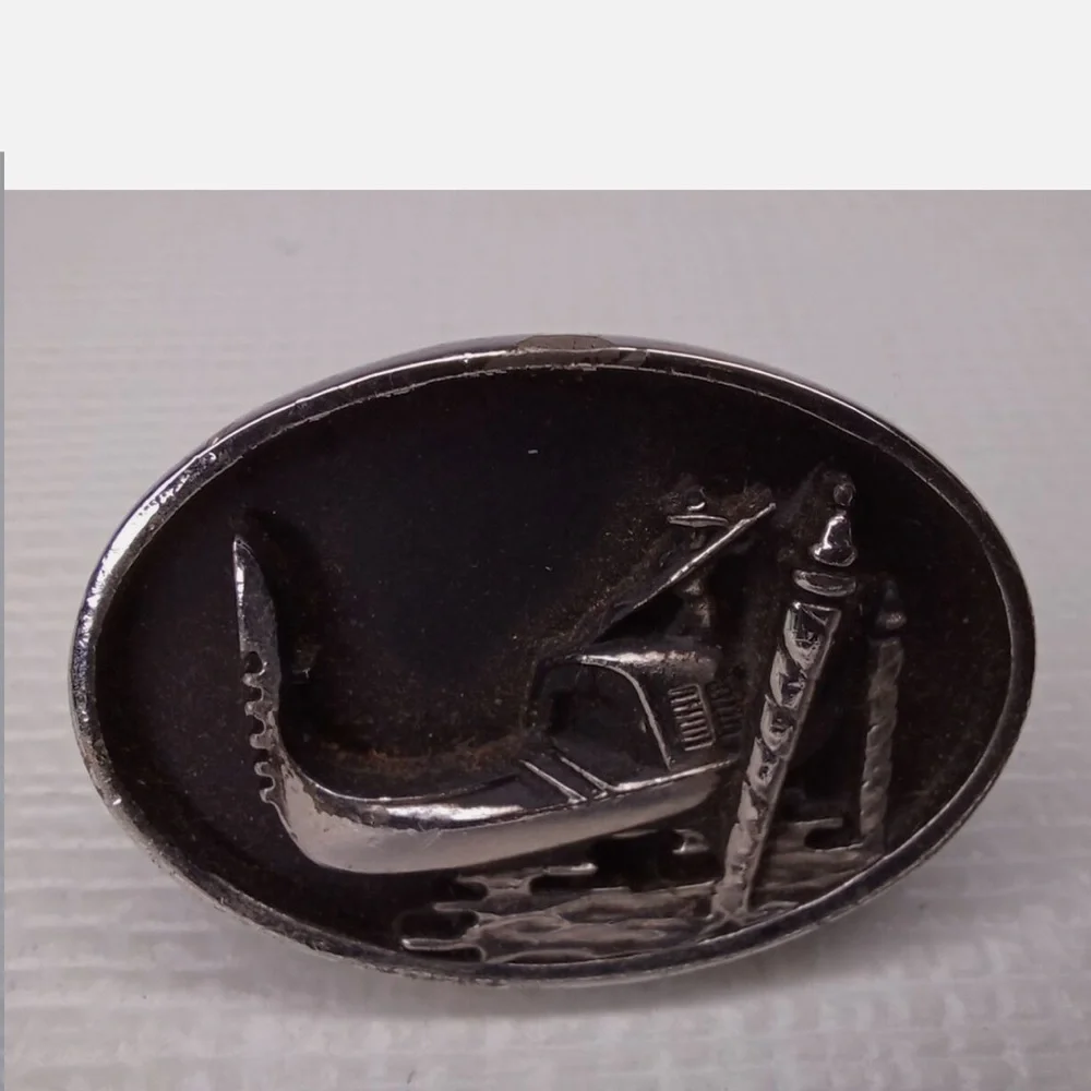 Vintage Gondola Cufflinks Mens Jewelry Silver Tone Cuff Links Elegant Bl…